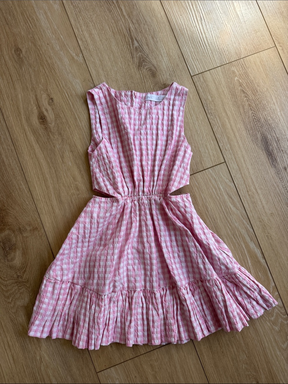 Zara Pink Gingham Cutout Waist Sundress